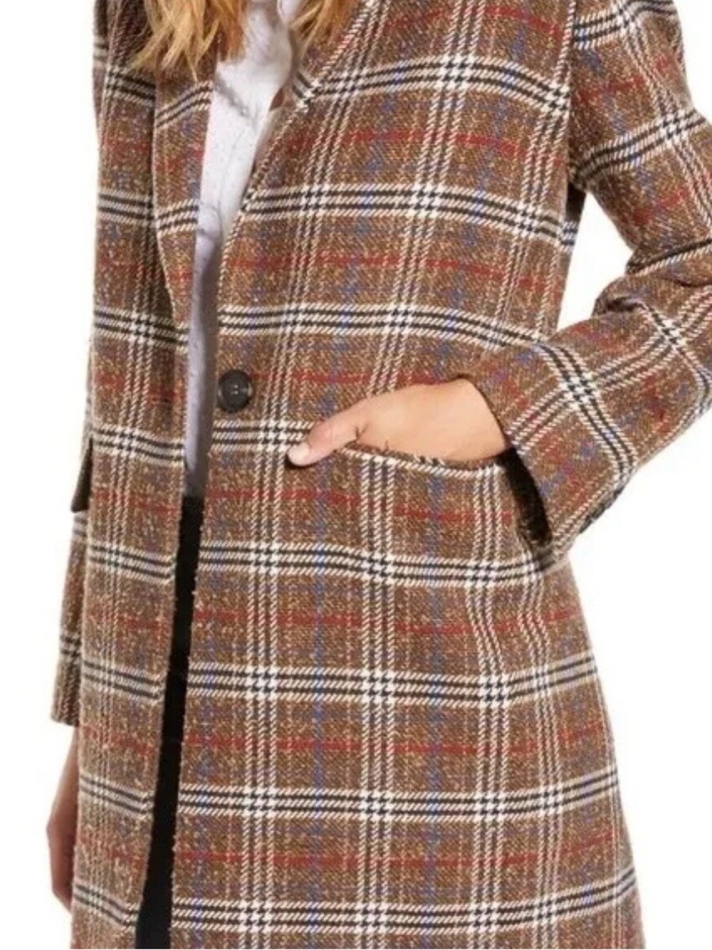 COURT & ROWE Brown Plaid Single-Button Trench Coat